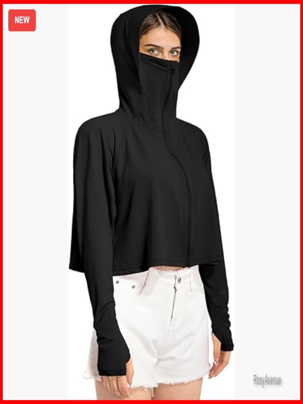 UPF 50+ Sun Protection Jacket Lightweight Zip Up Hoodie Face Mask Running Hiking